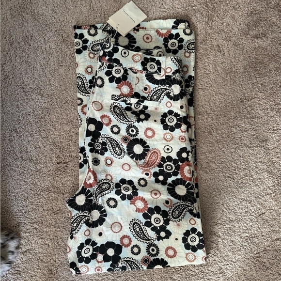 Magali Pascal- NWT Multicolored Paisley Floral Linen Kaloki Belted Pants - Picture 6 of 7